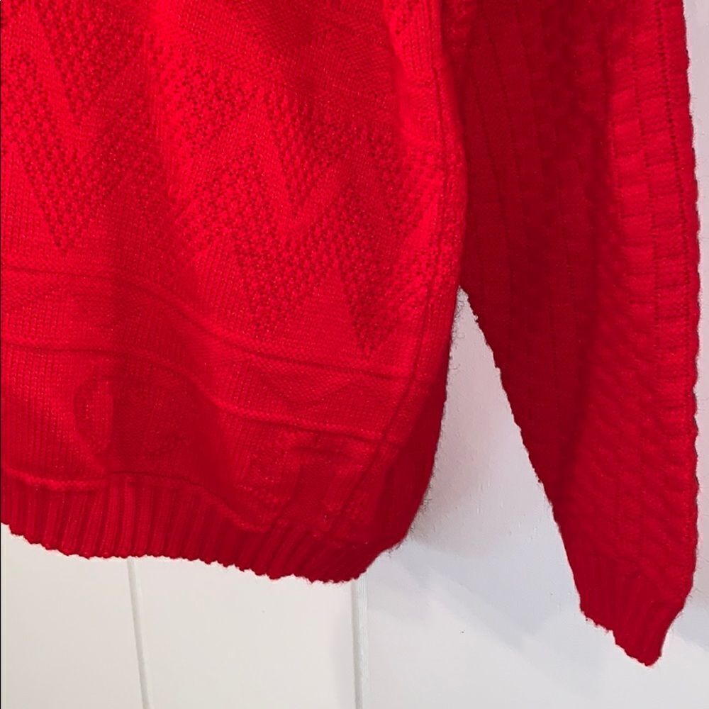 Vtg 80s Brunny Red Multi Patterned Weave S View 3